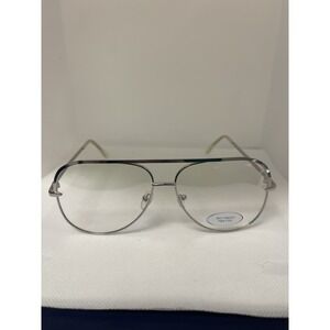 Wire Bar Aviator Blue Blocking Glasses Silver Frame D22